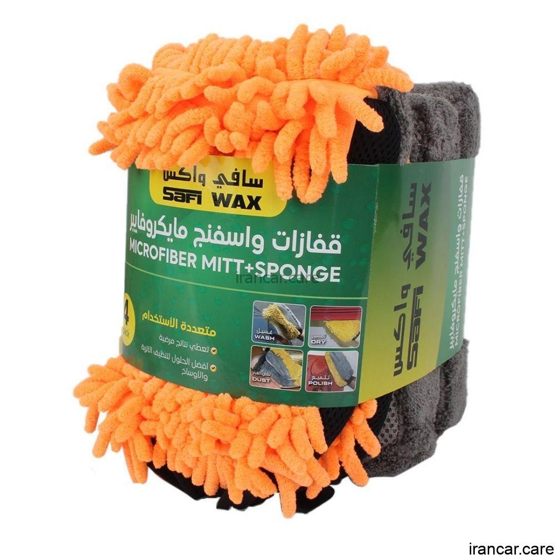 کیت 4 عددی کارواش اسفنج و دستکش میکروفیبر Microfiber Mitt Sponge
