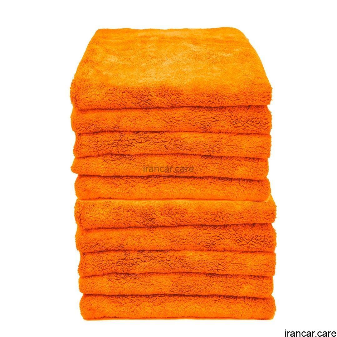 بسته 10 عددی حوله مايكروفايبر نارنجی مدل 40*40 Microfiber Towel