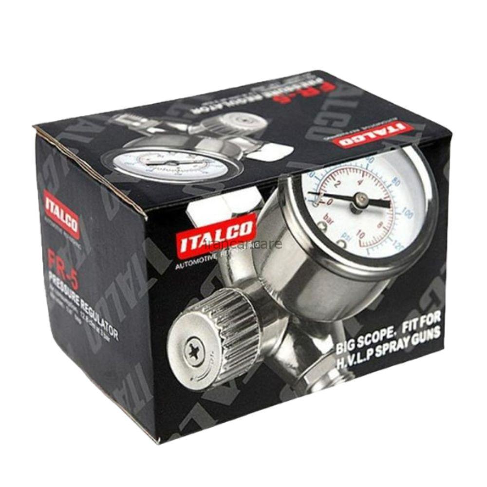 شیر تنظیم باد پیستوله رنگ ایتالکو گیج دار عقربه ای مدل Italco Air Spray Gun Pressure Gauge FR-5
