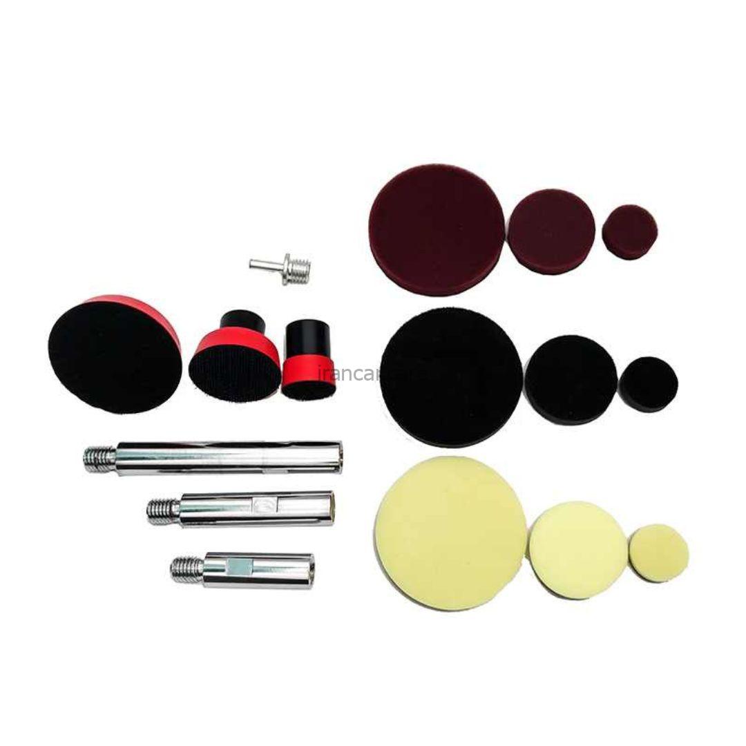 کیت 16 عددی صفحه پلیت و شفت میله پد تبدیل دستگاه پولیش روتاری Kit of 16 polishing pads