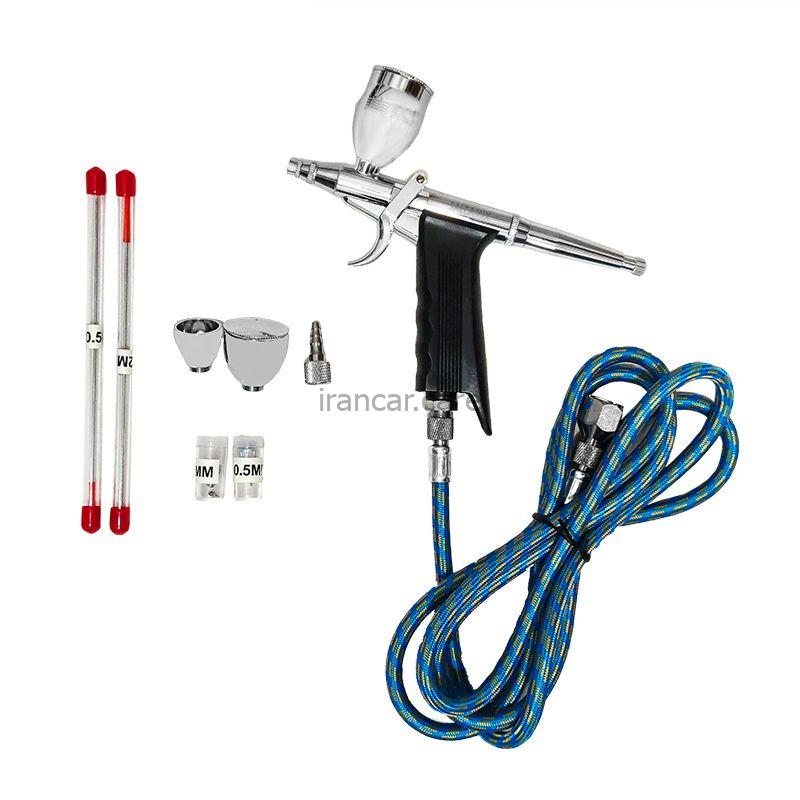 کیت کامل ایربراش حرفه ای تفنگی کاسه رو سالکامیکس مدل Salcamix Airbrush K116AB Kit (2)