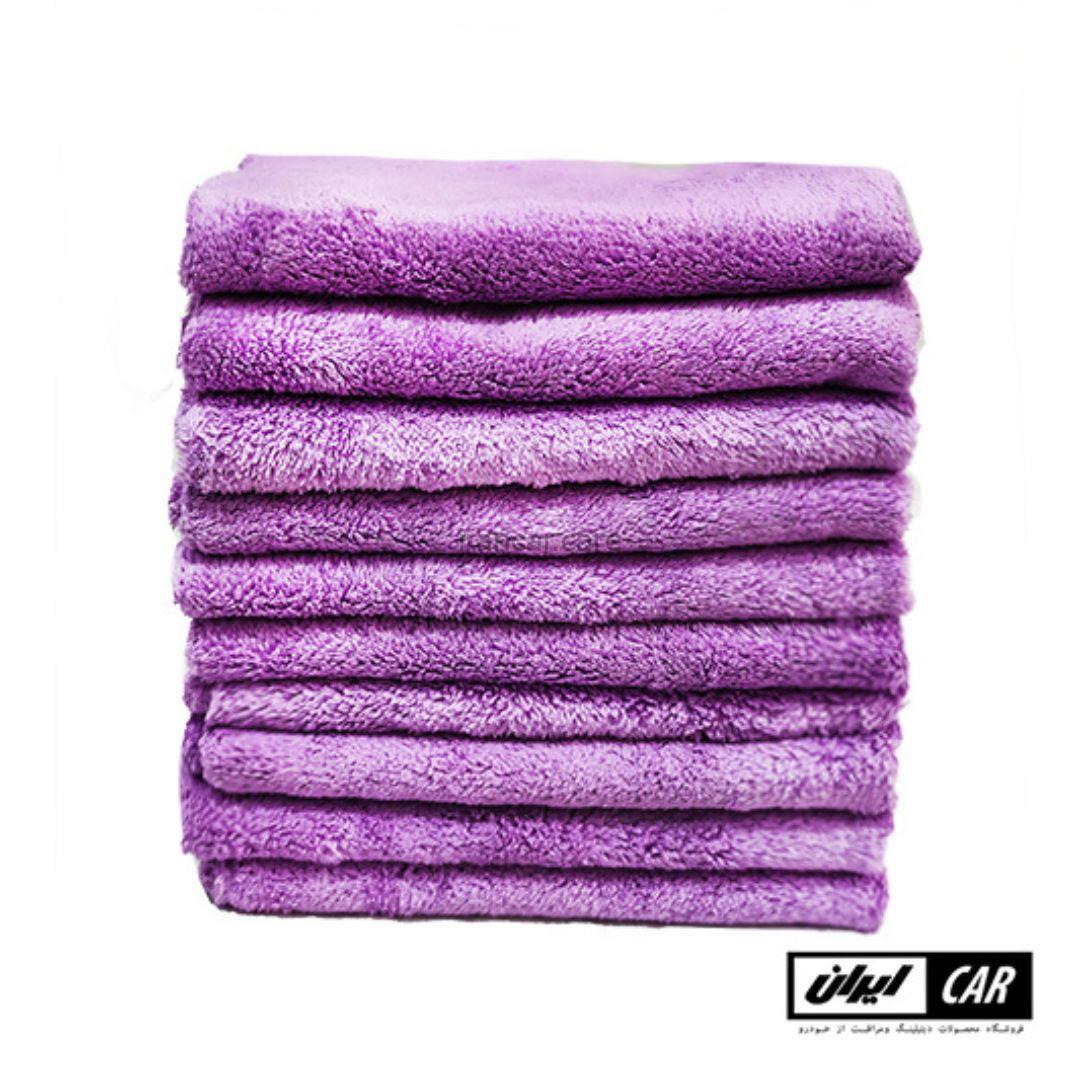 بسته 10 عددی حوله مایکروفایبر بنفش رویال دیتیل مدل Royal Detail Violet Microfiber Cloth
