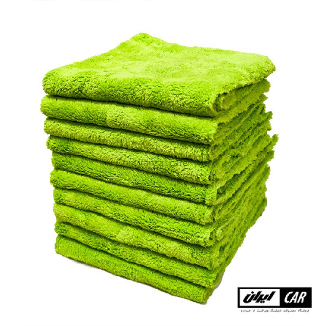 بسته 10 عددی حوله مایکروفایبر سبز رویال دیتیل مدل Royal Detail Green Microfiber Cloth