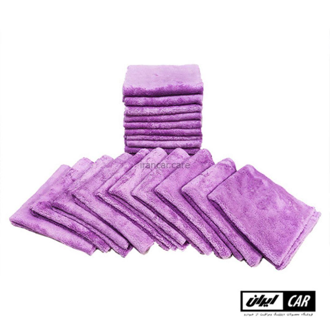 بسته 20 عددی حوله مایکروفایبر بنفش رویال دیتیل مدل Royal Detail violet Microfiber Towel