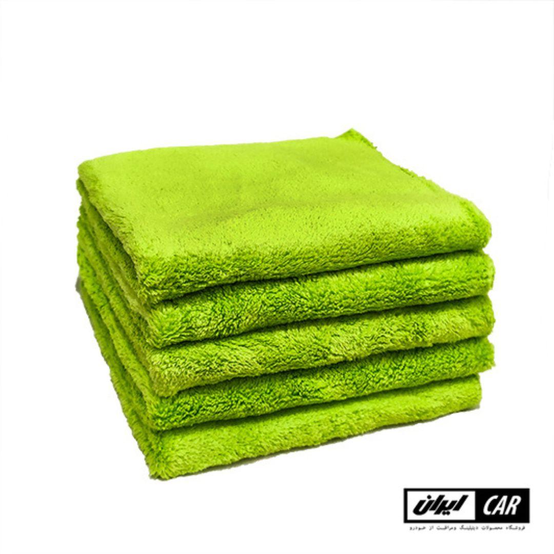 بسته 5 عددی حوله مایکروفایبر سبز رویال دیتیل مدل Royal Detail Green Microfiber Cloth
