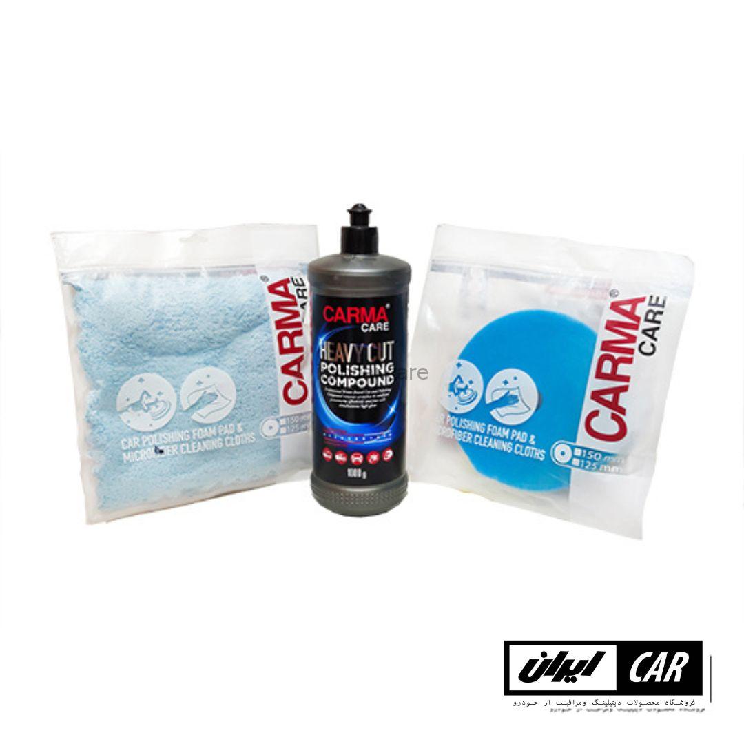 کیت پولیش دستمال و پد متوسط کارماکر Carmacare Cut Compound Kit