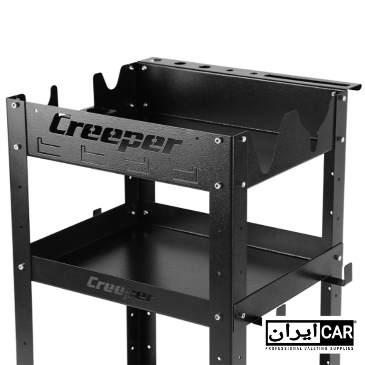 عکس میز دیتیلینگ و ترولی سه طبقه مشکی حرفه‌ای کریپر مدل Creeper 3 Tier Tool Cart